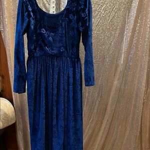 Elegant Blue Velvet Dress